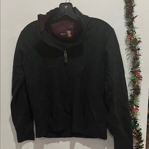 Orvis Burgundy and Black Sweater with Embroidered Detail